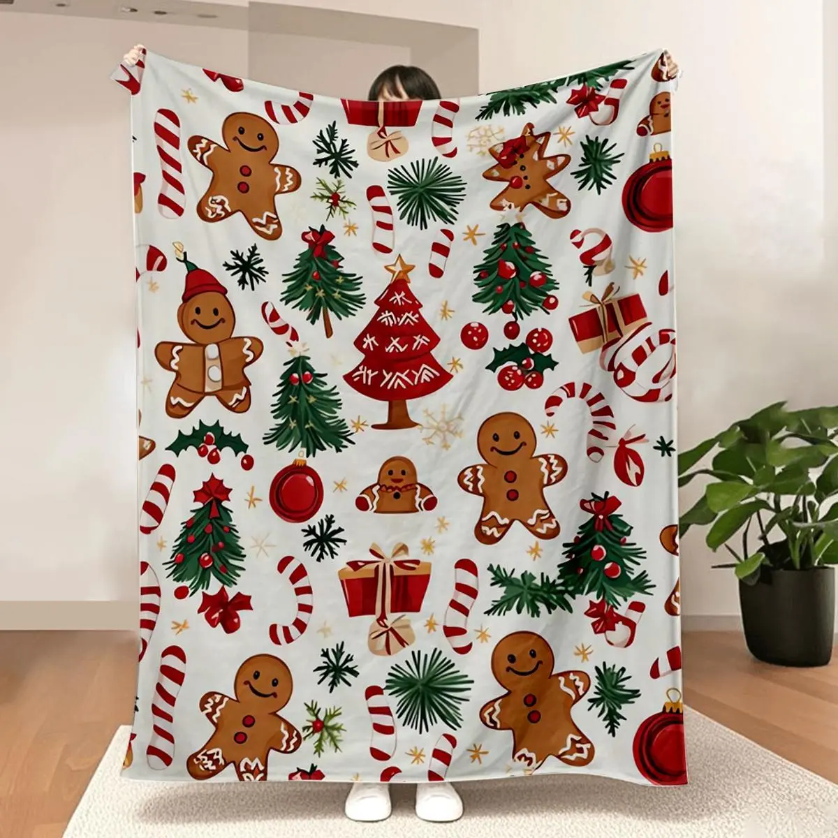 Magical Gingerbread House Blanket Ultra Soft Flannel Throw Whimsical Cookie Design Cozy Christmas Essential Perfect Festive Decor For Bedroom Living Room Holiday Movie Nights Snuggle Comfort