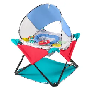 An Portable Baby Activity Center, Indoor Outdoor Use, Lightweight, Carrying Bag, Canopy, 6-12 Months (Animals)
