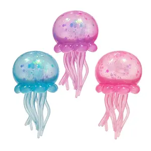 Stress relief squishy toy, cute jellyfish-shaped soft gel squeeze ball, stretchy elastic glitter fidget toy for stress relief & anxiety relief, must-have gift for festivals