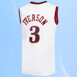 Allen Iverson Classic-Design stitched Basketball Jerseys Retro Men's Sleeveless White shirt