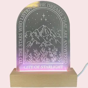 ACOTAR Bookshelf Decor - To the Stars Who Listen - Velaris City of Starlight Light Up Plaque - Personal Library Sign - ACOTAR Merch