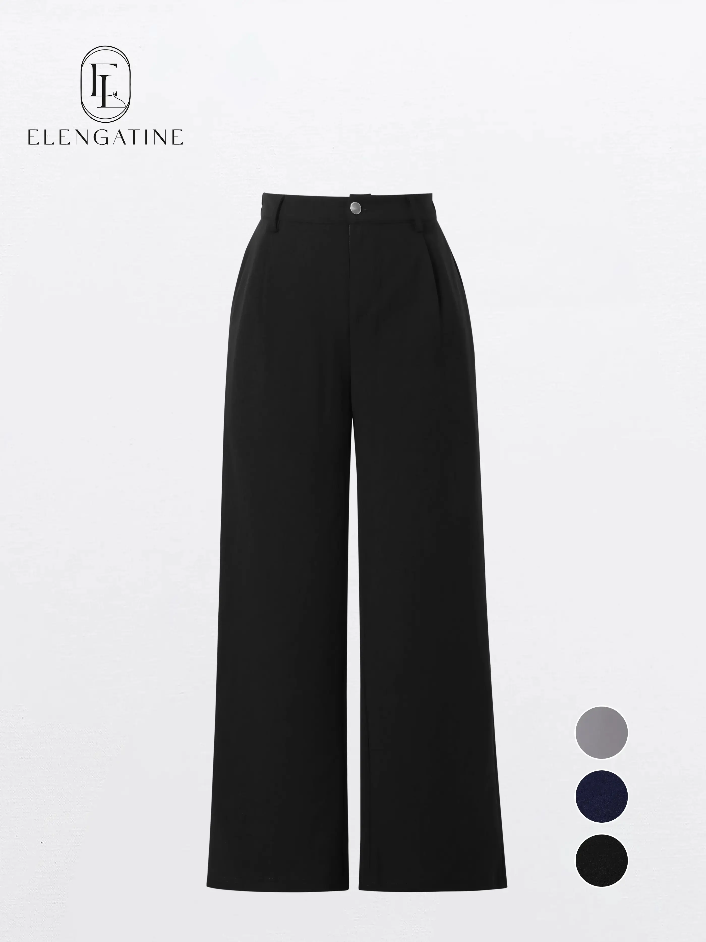 Women's High-Waisted Wide-Leg Solid Crop Pants Soft Stretch Polyester Business Casual Slacks Pockets Everyday Essential 2026