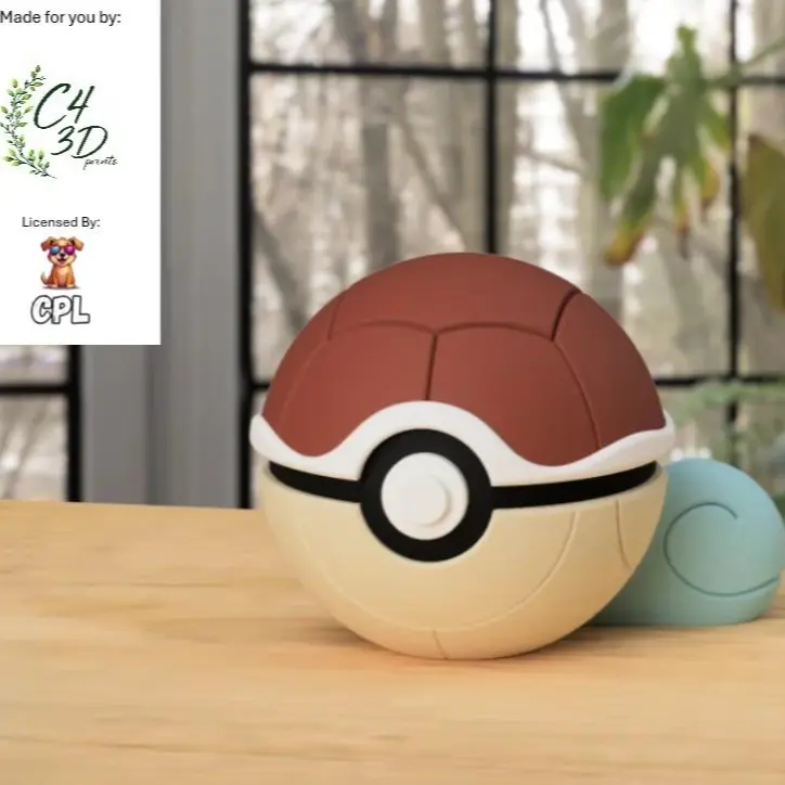 Squirtle Ball - 1st Print - High-Quality PLA, 3D Printed Pokeball Figure