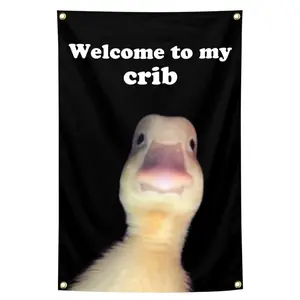Welcome to My Crib Flag 2x3 Feet Funny Flags for Room Durable Man Cave Wall Flag with Brass Grommets for College Dorm Room Decor, Outdoor
