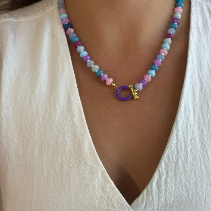 Purple jade and labradorite necklace