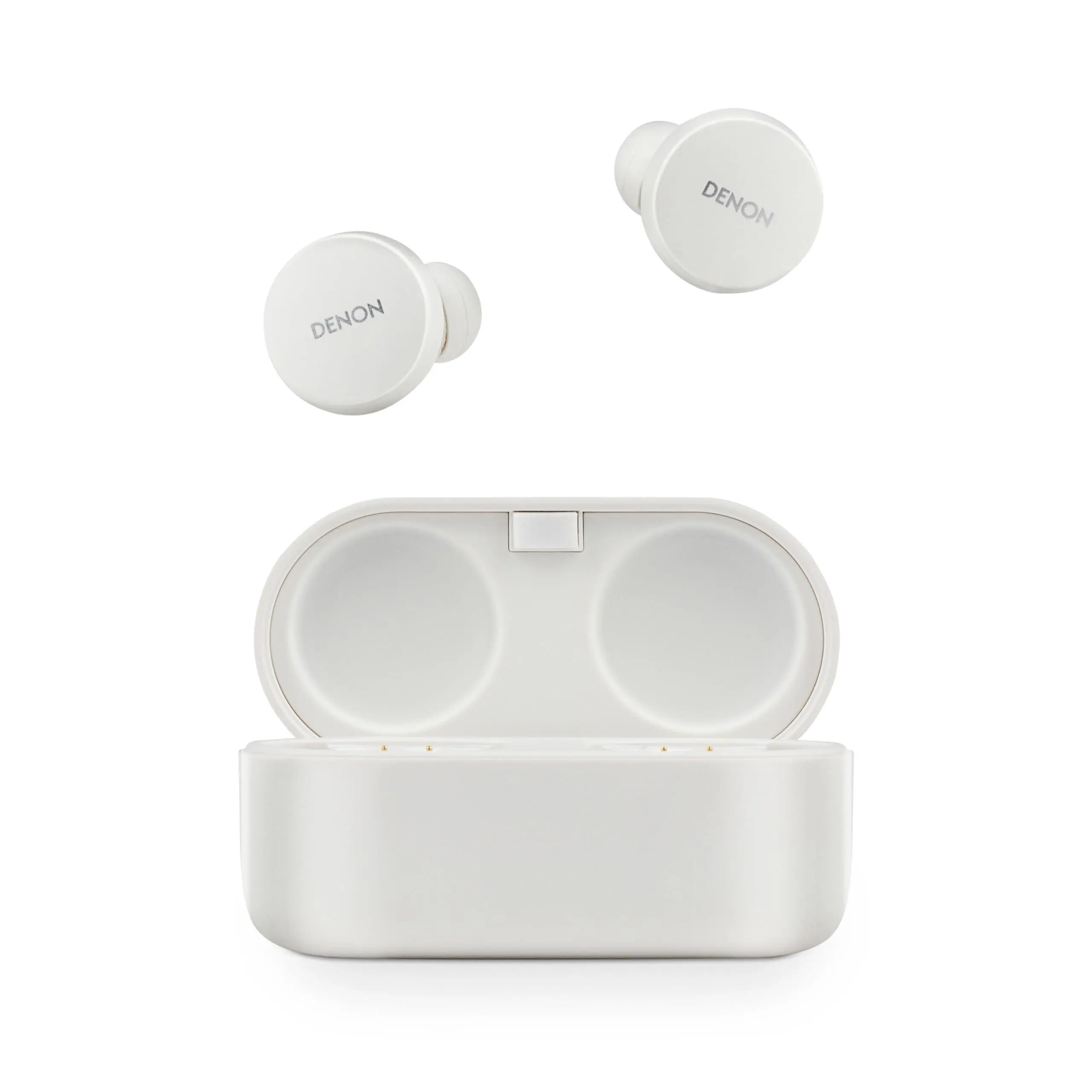 Denon PerL True Wireless Earbuds - Active Noise Cancelling, Bluetooth, Personalized Sound with Masimo Adaptive Acoustic Technology, 24-Hr Battery Life, Wireless Charging, White