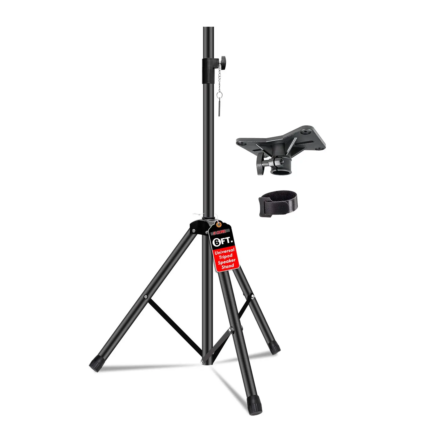 5 Core Metal Alloy Heavy-Duty Adjustable Floor Tripod Speaker Stand, Up to 72 in Pole Mount for DJ Studio Monitors - SS HD BLK WOB