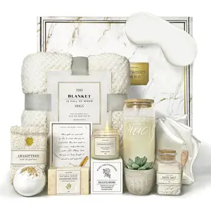 Mother’s Day care package for women, 12-piece get-well gifts for women after surgery, birthdays, “get well soon,” grief, and sympathy/condolence gifts (white).