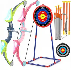 2-Pack Kids LED Bow and Arrow Set with 2 Targets, 10 Suction Cup Arrows & Quiver, Indoor Outdoor Archery Toy Gift for Boys Girls Ages 5-12