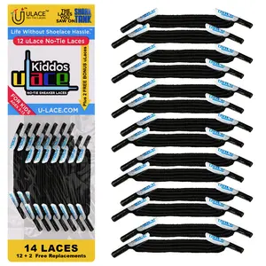 uLace Kiddos No-Tie Shoelaces: Stretchy, Easy-to-Install Elastic Laces for Sneakers - Set of 14 Footwear Comfort