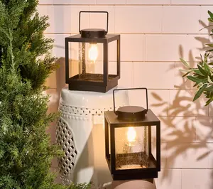 Home Reflections Set of (2) 9" Indoor/Outdoor Metal Lanterns