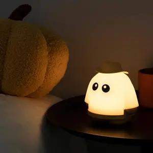USB Rechargeable Mini Ghost Night Light, Cute Ghost Design Night Light with Touch Control & Timer Function, Silicone Atmosphere Lamp for Bedroom & Dorm Decor