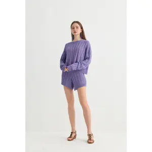Original Design Cozy Purple Knit Set – Vacation Ready Summer Casual Wear