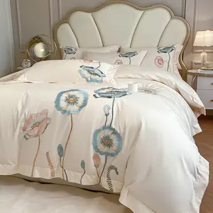 3-Piece Embroidered Floral White Decorative Bedroom Bedding Set,Queen  King Size Duvet Cover Sets & Two Pillows Cases, Soft Fabric, All-Season Use, Elegant Design