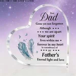 Sympathy Gifts for Loss of Dad Memorial Acrylic Heart Plaque Bereavement Condolences Grief Funeral Remembrance Decor Ornament Sign for Family Man Male