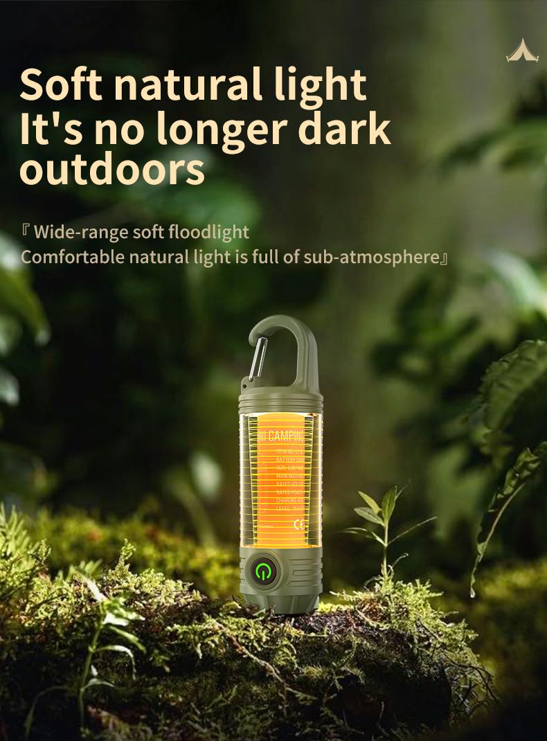 Portable LED Camping Light with Keychain & Hook, Multi-Color Mini Flashlight, Outdoor Atmosphere Lamp for Camping & Hiking