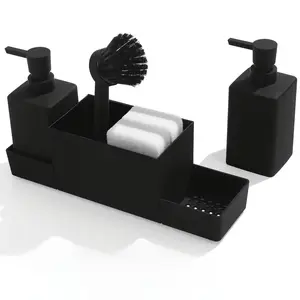 3 in 1 Kitchen Soap Dispenser Set, 1 Count Soap Dispenser with Sponge Holder & Dish Brush, Kitchen Soap Dispenser Set for Hand Washing & Soap Storage