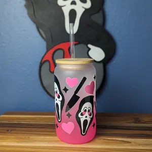 Pink Ghostface Iced Coffee Cup