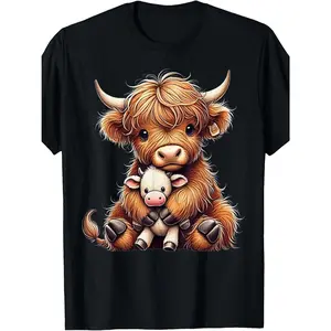 100% Made in USA, 180G Highland Cow Design for Farmers And Highland Cow T-Shirt
