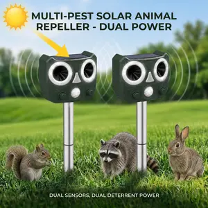 Solar Animal Repellent Outdoor: Cat Squirrel Deer Repellent Devices - 2026 Upgraded Ultrasonic Animal Deterrent - Waterproof Motion Sensor Deterrent for Garden, Yard, & Farm