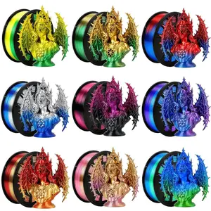 Dual-Color 3D Printing Filament PLA Material, PLA 250G, Diameter 1.75Mm +/- 0.02Mm High Precision, Suitable for Most 3D Printers, Vacuum Packaging, Smooth Printing, Reliable Quality, Suitable for Beginners And Hobbyists