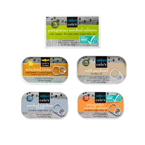 Cole’s Seafood Salmon, Trout & Mackerel High Protein 5-Can Pack for Healthy Meals & Ready-to-Eat Snacking Canned Seafood Variety Pack Omega-3 Rich, Gluten-Free & Preservative-Free