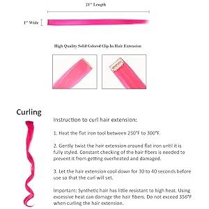 Beaute Galleria Bundle 11 Pieces Single Color 21 Inches Straight Party Highlights Clip In Synthetic Hair Extensions Cosplay Comic Con Halloween Costume (Red)