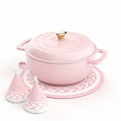 ROVSUN Enameled Cast Iron Round Dutch Oven, 5/6/7.5QT Pot with Lid &Dual Handles with Silicone Gloves,Oven Safe up to 500°F, Heavy-Duty Pre-Seasoned Cookware for Bread Baking, Braising, Stews, Roasting,TikTokShopBlackFriday