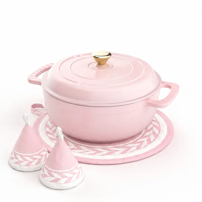ROVSUN Enameled Cast Iron Round Dutch Oven, 5/6/7.5QT Pot with Lid &Dual Handles with Silicone Gloves,Oven Safe up to 500°F, Heavy-Duty Pre-Seasoned Cookware for Bread Baking, Braising, Stews, Roasting,TikTokShopBlackFriday
