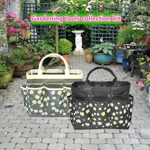 Chrysanthemum Print Storage Bag, Portable Handheld Gardening Tool Organizer, Household Sundries & Small Tools Tote Bag, Ideal for Outdoor Garden Daily Storage
