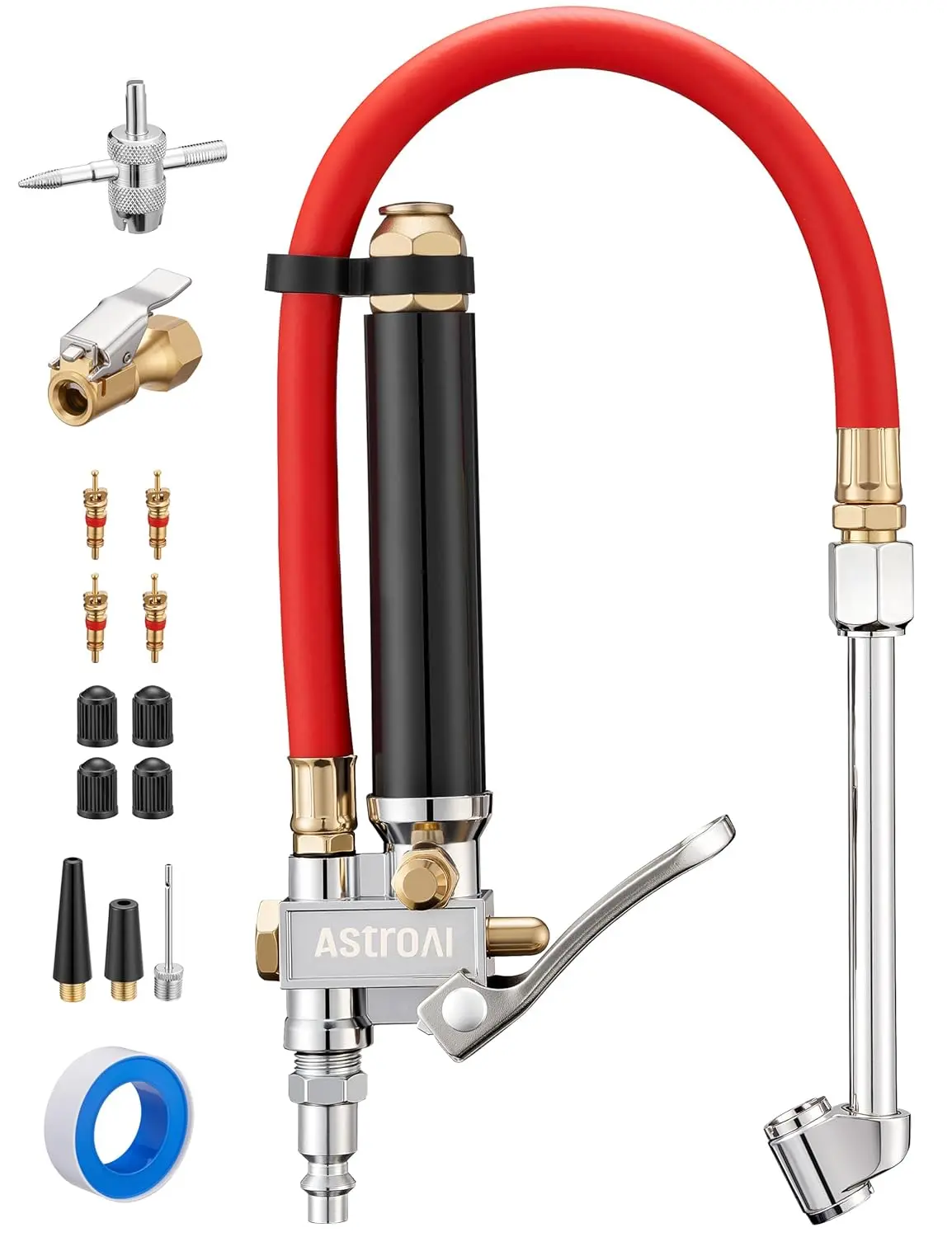 AstroAI T3 Heavy-Duty Tire Pressure Gauge with Inflator, Dual Head Chuck ANSI B40.1 Accurate Air Chuck with Pressure Gauge, 10-120 PSI, Compatible with 1/4" NPT Air Compressor