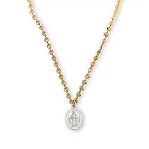 Bellezza 17" Bronze 2-Tone Miraculous Medal Moon-Link Drop Necklace