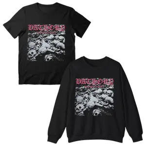 Vintage Halloween Black Bathory T-shirt, Thrash Metal Tee, Halloween Gift Horror Fan Sweatshirt Cotton Men Casual