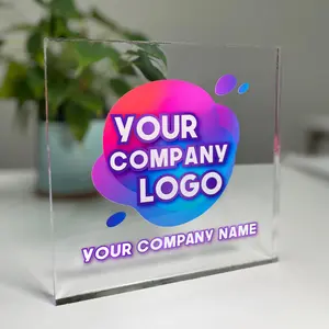 EGD Personalized Acrylic Business Sign For Desks & Counters | Custom Acrylic Business Logo Sign | Free Company Vector Logo | Sign for Office Desk | Desk Business Sign (BP-B)