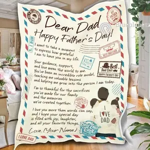 Personalized Letter To My Dad Grandpa Blanket Custom Father's Day Thank You