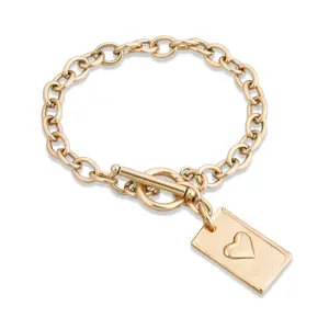 Choose Your Message Rectangle Pendant Chain Bracelet Inspiring Messages  Jewelry Charm Dainty Gold Plated Elegant Minimalist Bangle