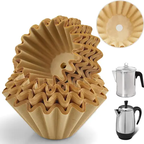 Unbleached Medium-Coarse Wood Paper Coffee Filters - 150 Count Perforated Disposable Cone Filters, Kitchenware for Home, Classic Small 150pcs, Reduce Clogging, 6-Cup Fit for Farberware FCP240 Yosemite, Coletti Bozeman 6/9-Cup, Elite Gourmet Percolators