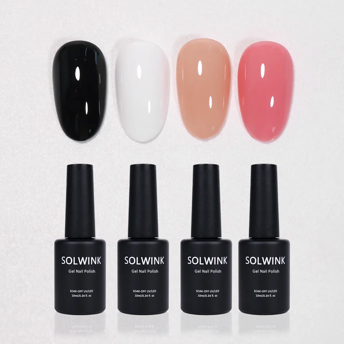 SOLWINK Blusher Box Gel Nail Polish Set Black White Nude Blush Color Nail Polish Kits UV gel