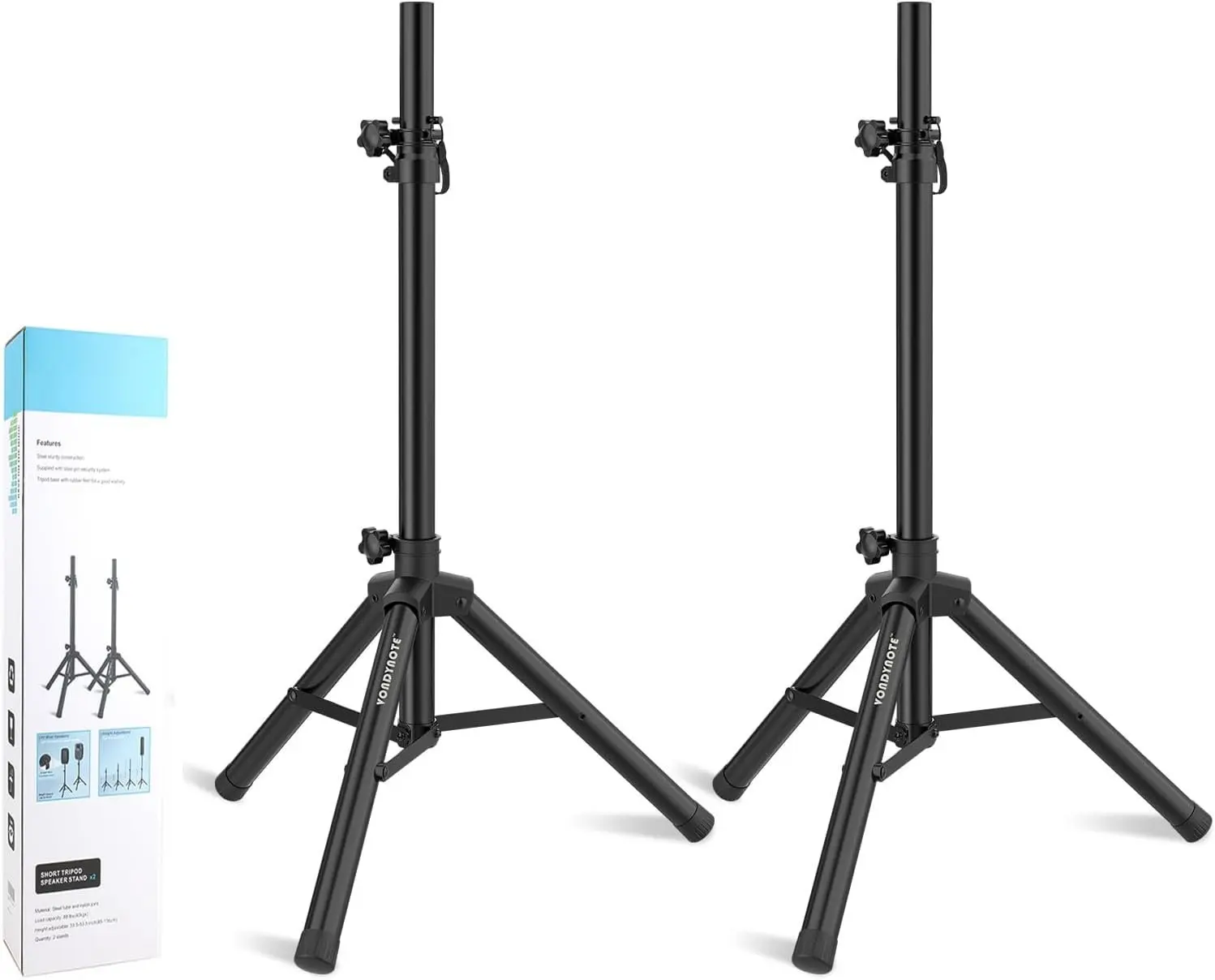 Pair of Tripod Speaker Stands Adjustable Height from 33.5" to 53.5" Slim Mini Speaker Stand PA DJ Short Tripod Speaker Stand