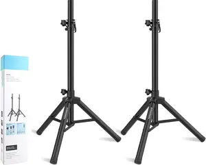 Pair of Tripod Speaker Stands Adjustable Height from 33.5" to 53.5" Slim Mini Speaker Stand PA DJ Short Tripod Speaker Stand