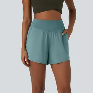 Halara Breezeful High Waisted Side Pocket Quick Dry Casual Shorts 4"