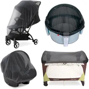 Reusable Portable Durable Black Baby Mosquito Insect Netting for Stroller Playards Pack N Plays and Portable Mini Crib
