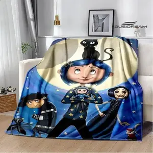 C-coraline Cartoon Printied Blanket Warm Beautiful Flannel Soft and Comfortable Blanket Home Travel Blanket Birthday Gift