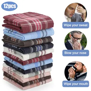 12Pcs Men Handkerchiefs Classic Hankies Cotton Hanky Pocket