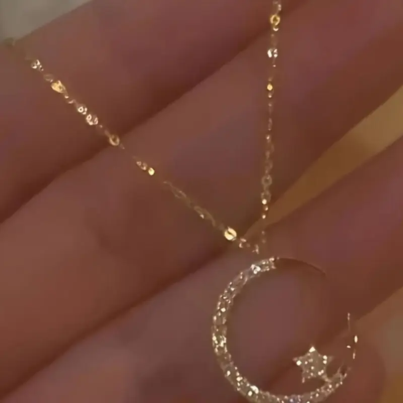 Star & Moon Design Pendant Necklace for Women, Fashion Jewelry for Party, Daily Clothing Decor, Trendy All-match & Exquisite Jewelry for Birthday Gift, jewelry gifts, Fashionable Jewelry Accessories