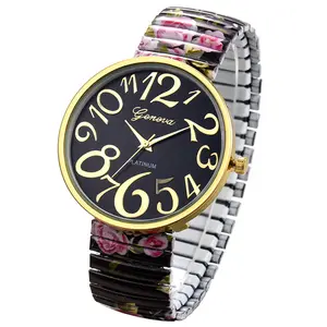OIDEA Women's Fashion Watch, Watches for Women, Bohemian Printed Design, 4.1cm Super Large Numbers, Lightweight Elastic Stretch Strap, Splashproof Quartz-Driven Easy Reader Wristwatch,summervibes