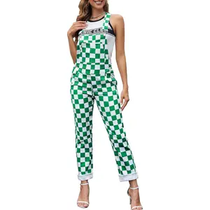 Checkered Pants Womens Overalls Fashion Bib Coveralls Cute Stretch Jeans Jumpsuit