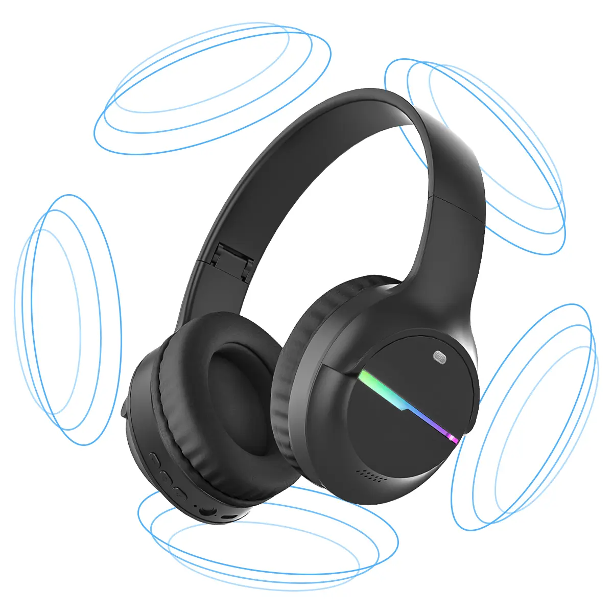 Over-Ear Wireless Bluetooth Headphones with Built-in Mic, Active Noise Cancellation, Folding Design, Portable Stereo Audio for Travel, Home