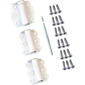 2-3/4" Door Spring Hinges, 1 Set White - Includes 2 PCS Self Closing and 1 PC Adjustable Self Closing Door Hinge, Made in Taiwan