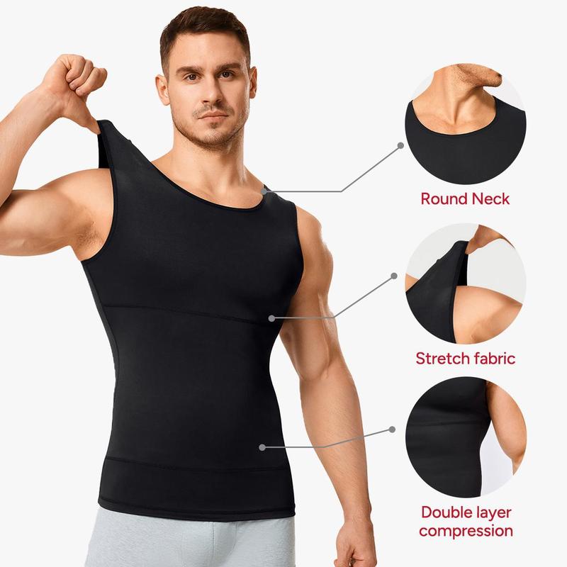 Nebility Men's Sleeveless Crew Neck Belly Compression Tank Activewear Menswear Tank Top Straps Undershirt Menswear